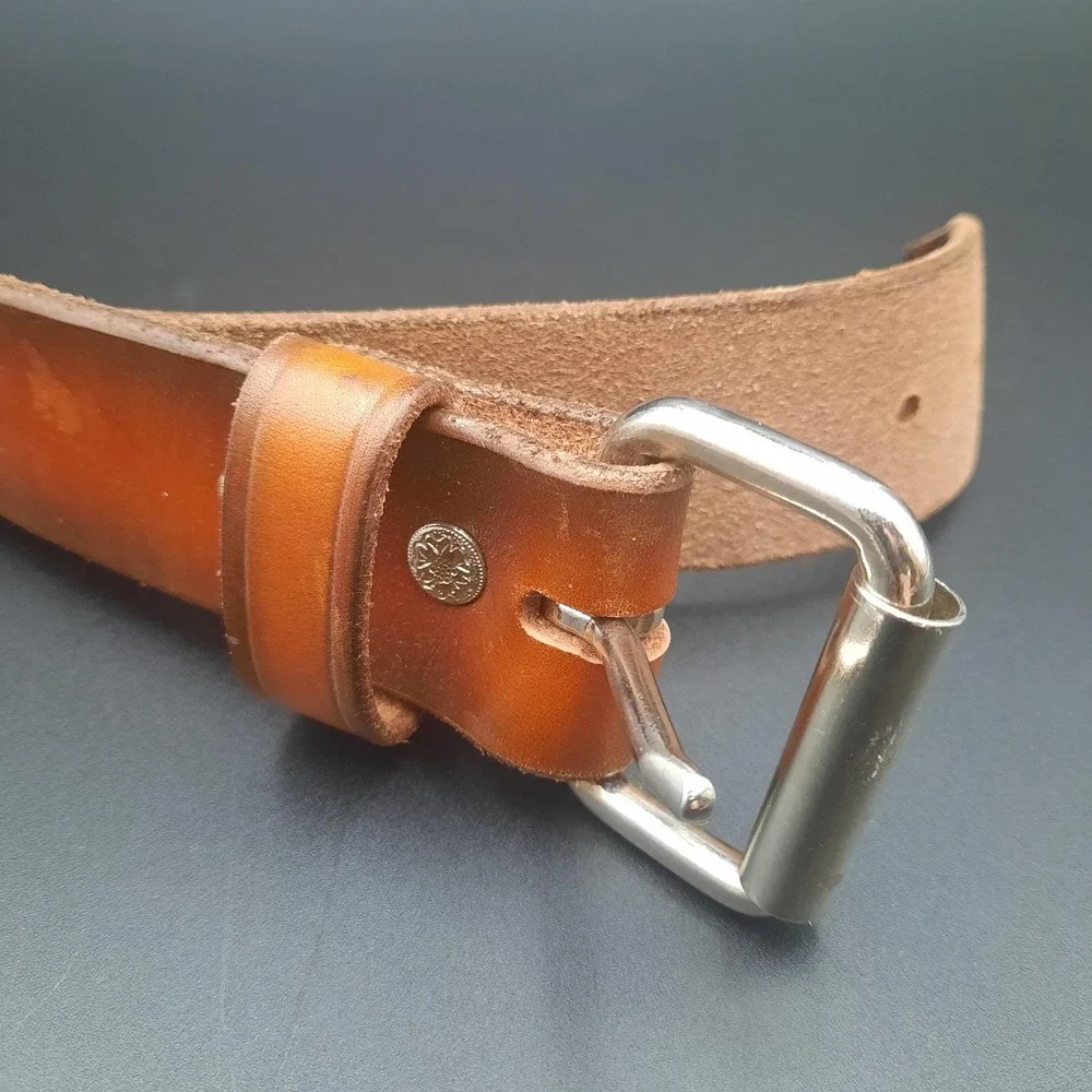 Handcrafted Leather Belt w/‎ Butterfly Embossing, Western-Style Design 30